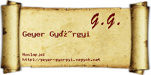 Geyer Györgyi névjegykártya